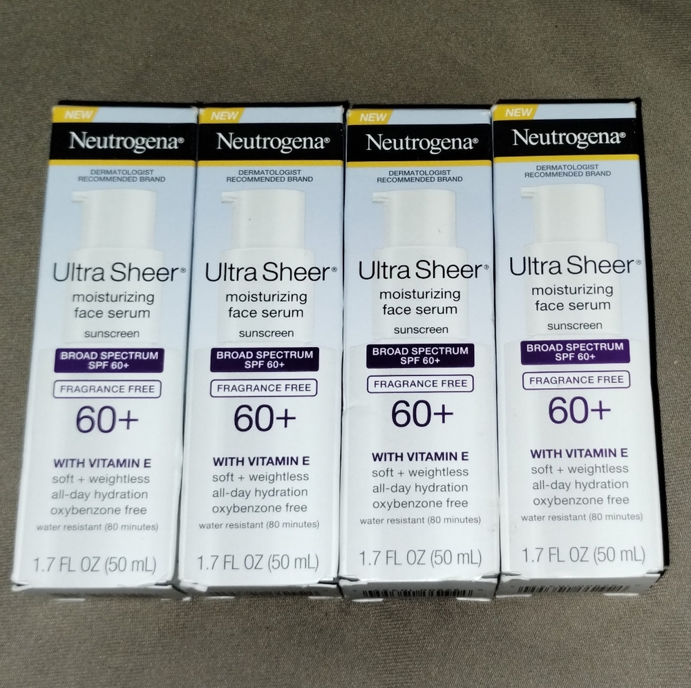 (4) Neutrogena Ultra Sheer Moisturizing Face Serum with Sunscreen SPF 60, 1.7 oz